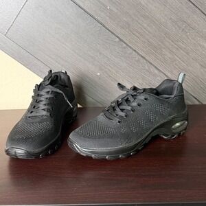 Women's Black Air Cushion Walking Sneakers Size 39 Knit Comfort Shoes
